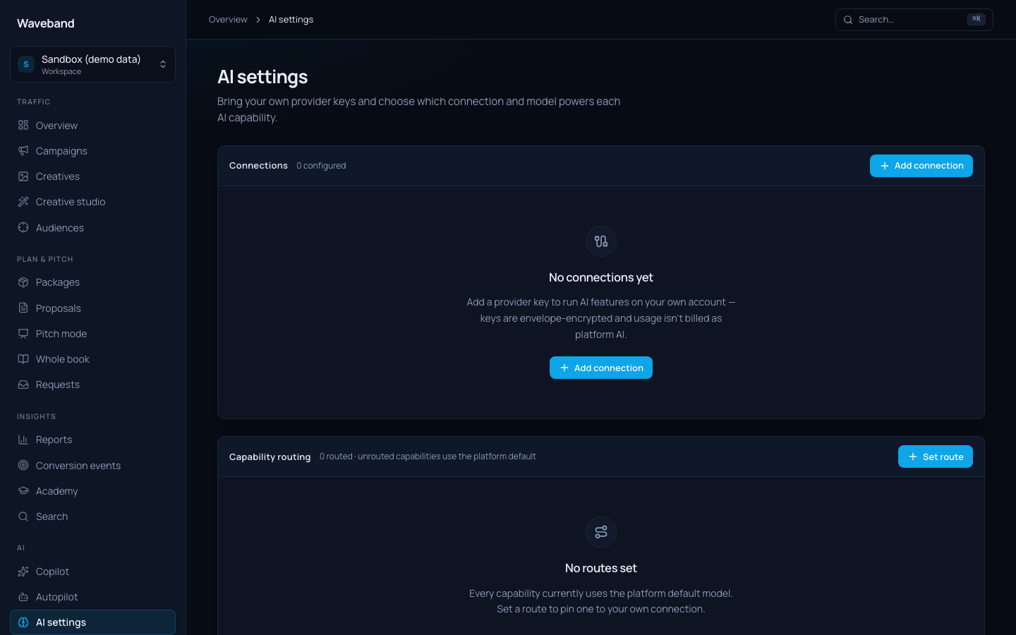 AI connections and routing settings