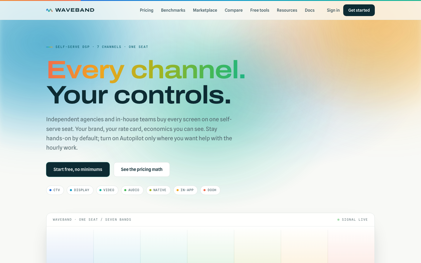 Waveband positioned as an owned self-serve seat